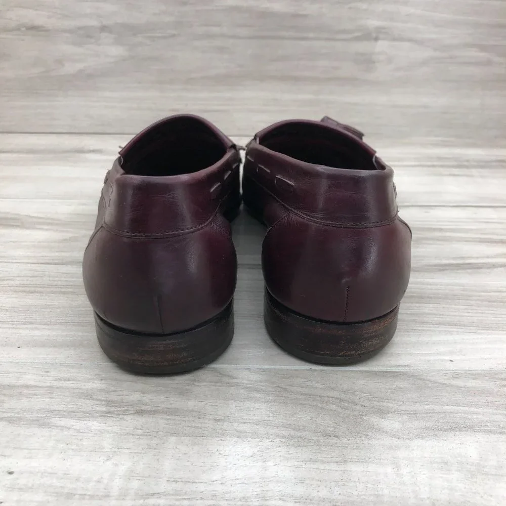 Bally Loafers Mens 8.5M Logan Burgundy Leather Slip On Tassel Shoes